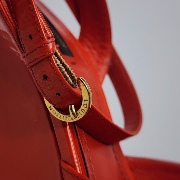 Louis Vuitton Red Patent Leather Espadrille Wedge Sandals Gold Hardware Size 40 - Picture 15 of 16